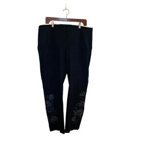 CHICO'S Black Dress Pants W/ Flowers On The Side Sz.3=16
